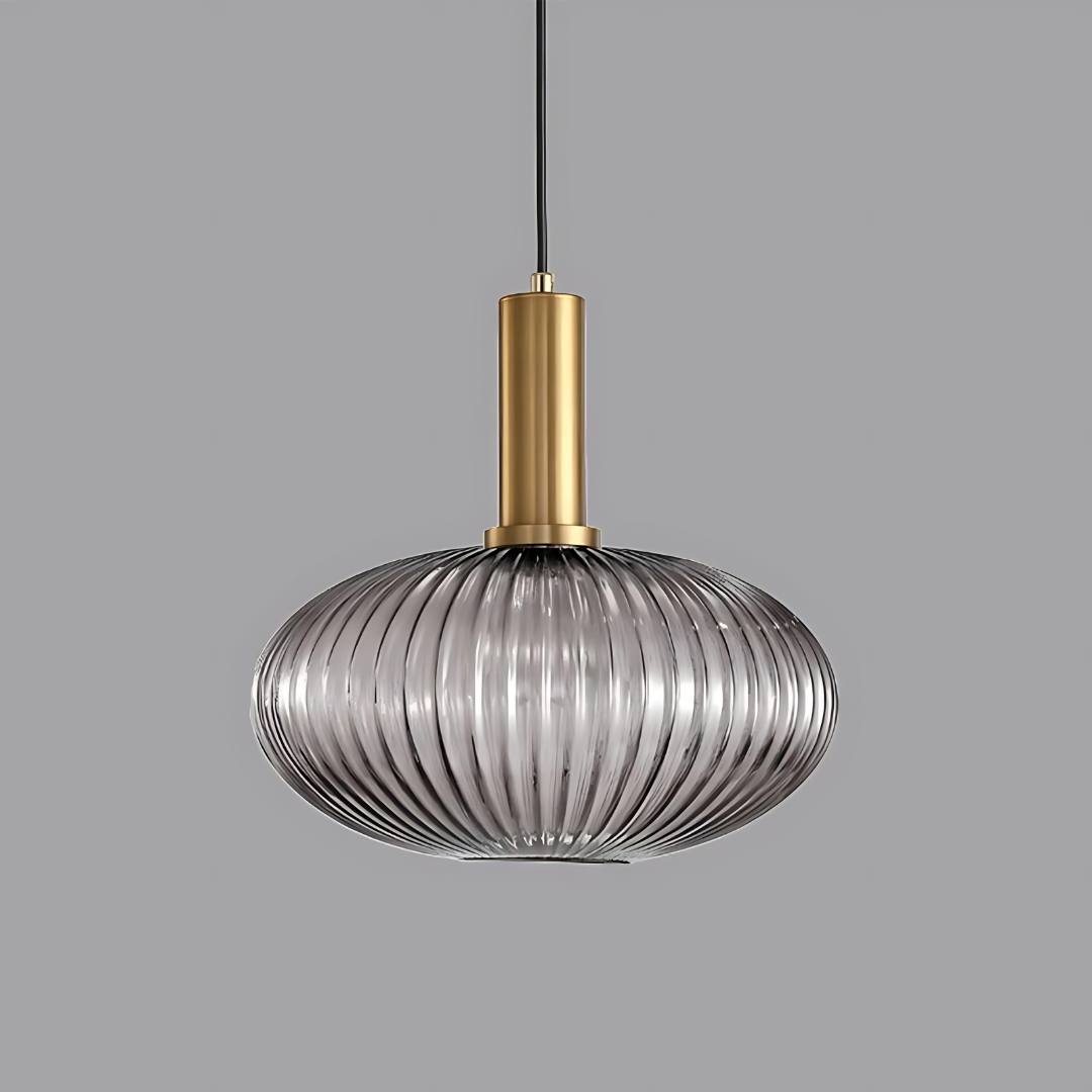 Oval Reeded Glass Pendant