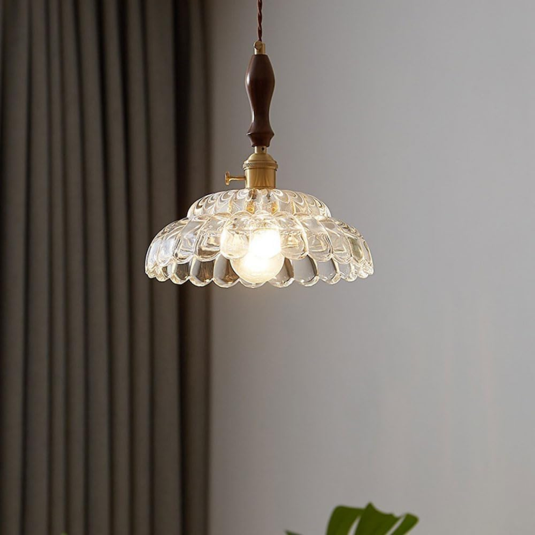 Petal Shaped Clear Glass Pendant