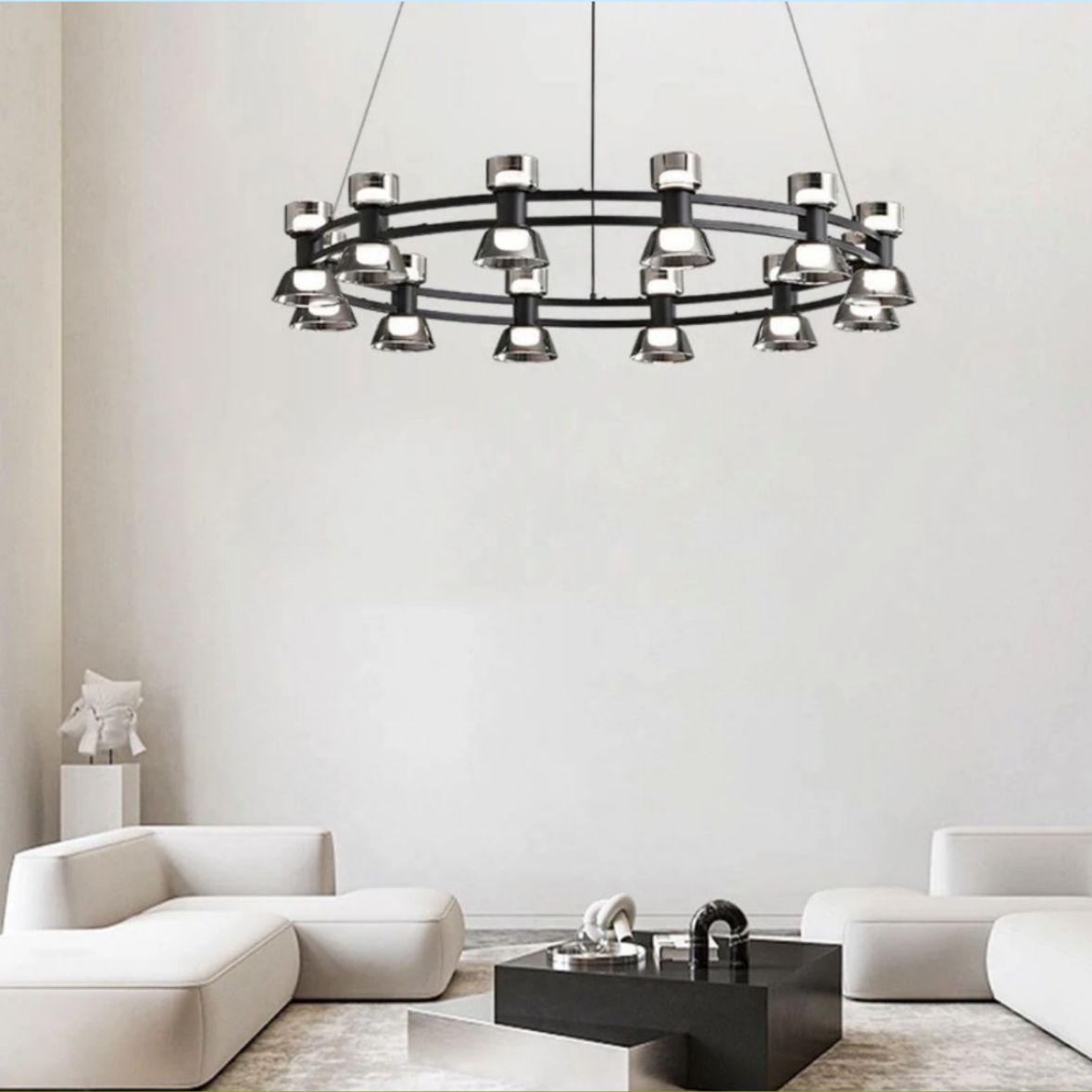 Orbit Chandelier in Chrome Glass