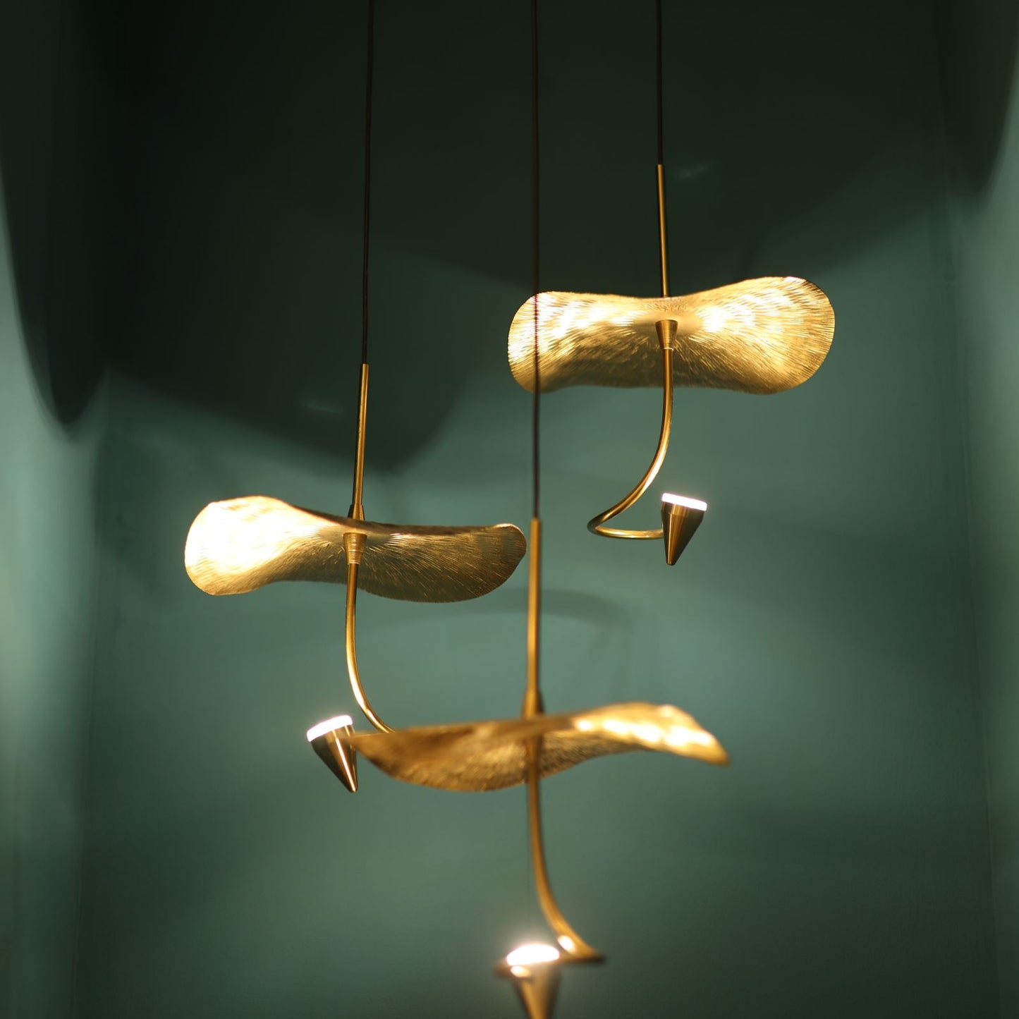 Metallic Gold Flower Pendant Light Set of 3