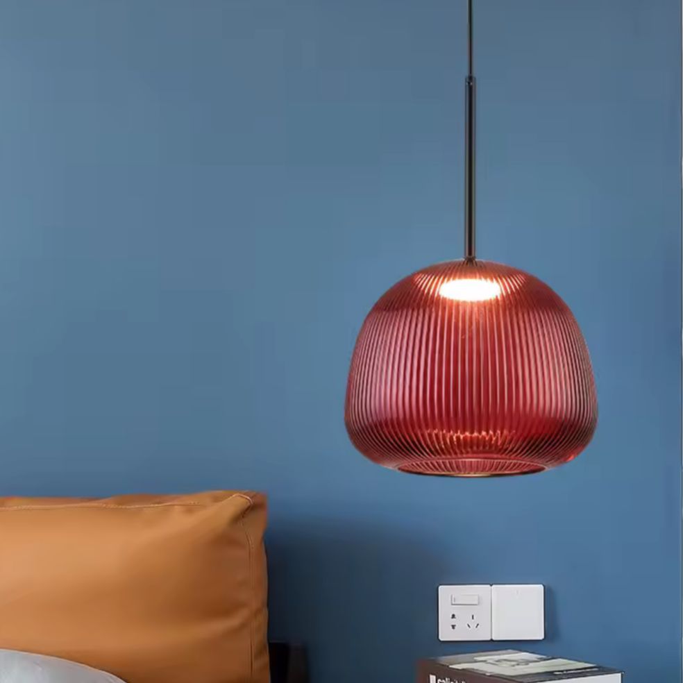 Ruby Red Texture Glass Pendant